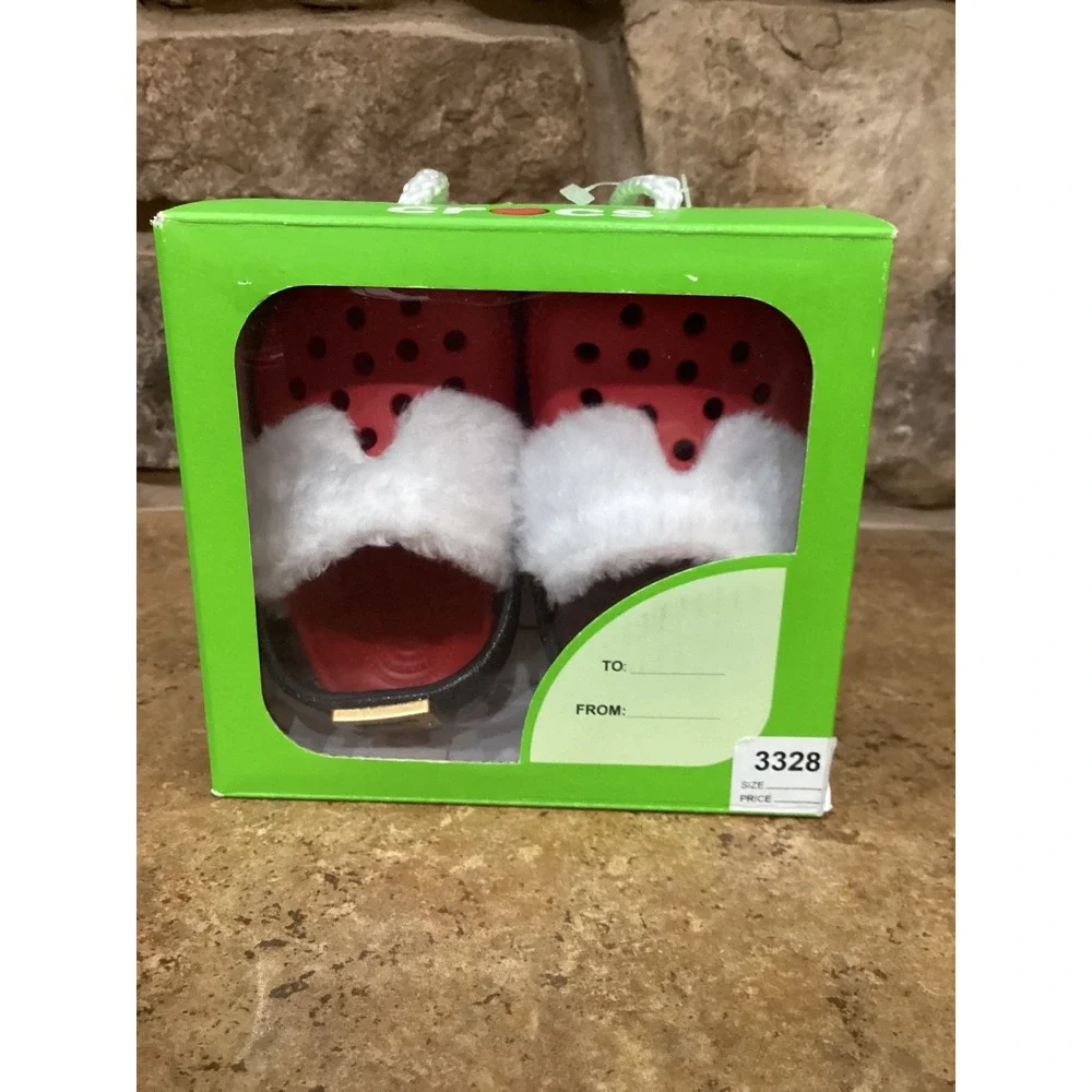 Crocs Littles Santa Baby Toddler Clogs Varsity Red Lined Size C2-3 New